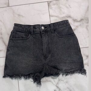 Hollister High Waist Frayed Hem Shorts - Dark Gray